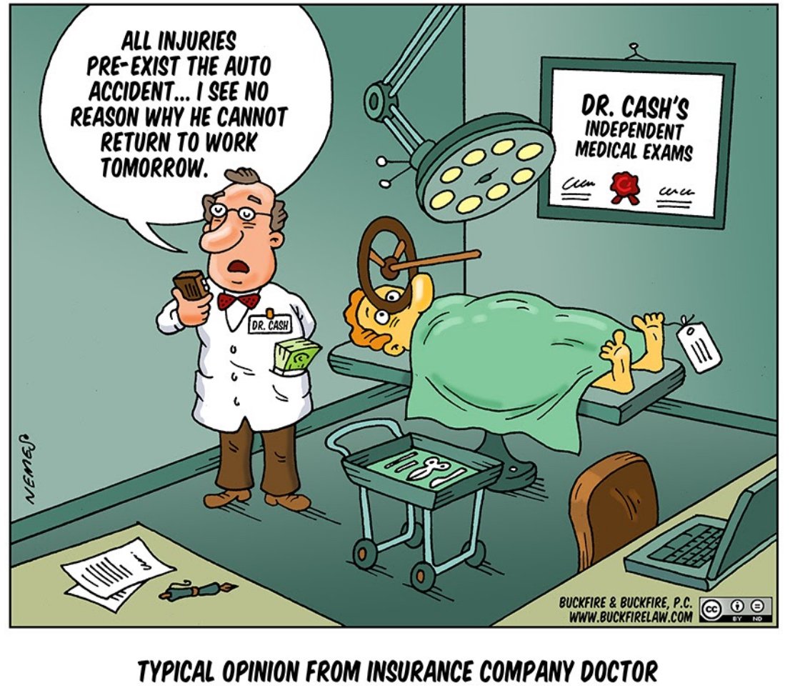 independent medical exam cartoon